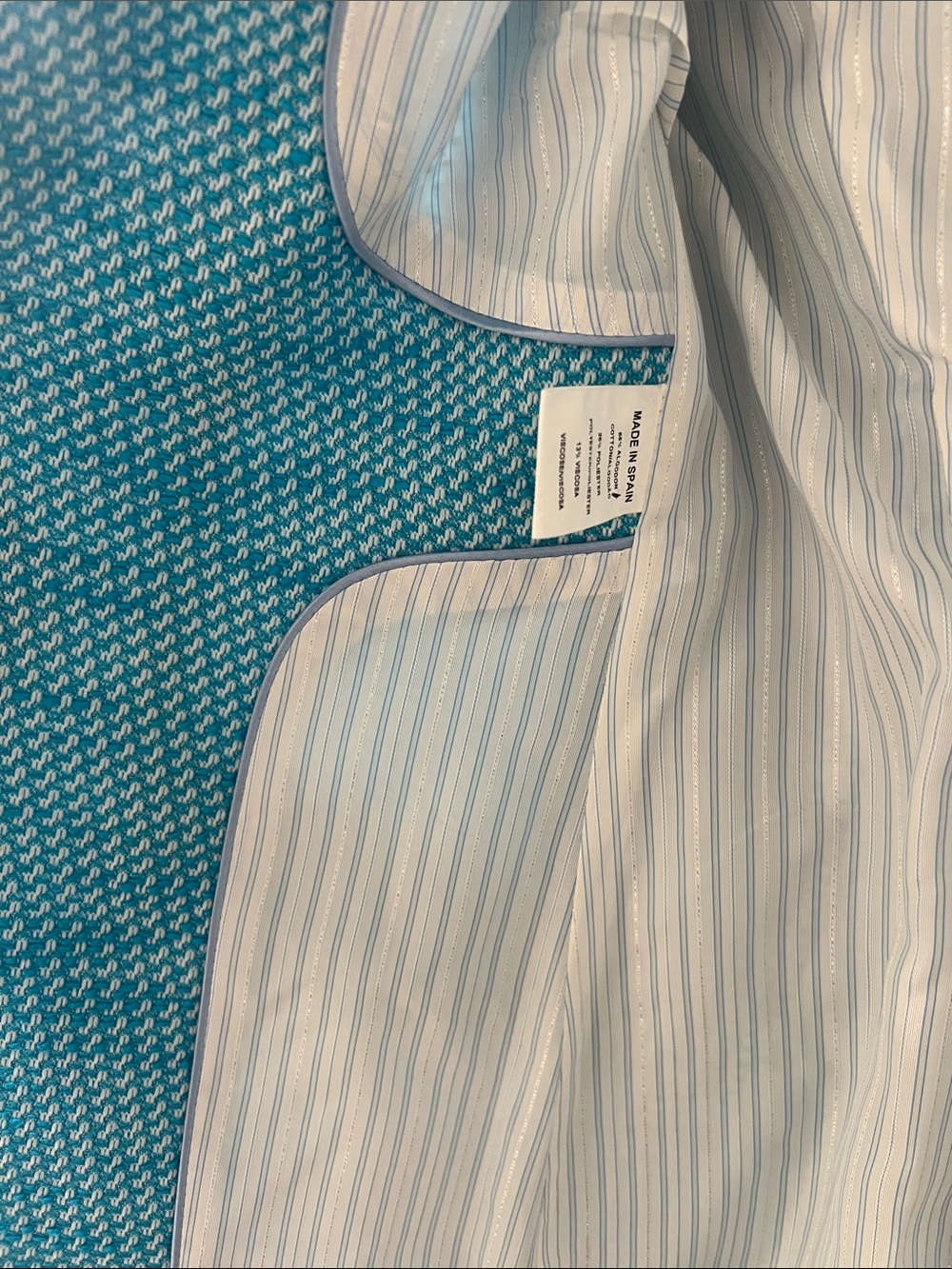 Bariloche Made In Spain Women's Teal Herringbone Blazer View 5